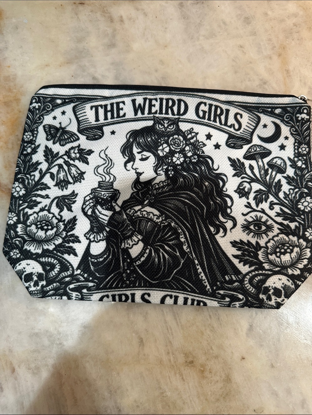Black & White The Weird Girls Club Canvas Zip Pouch